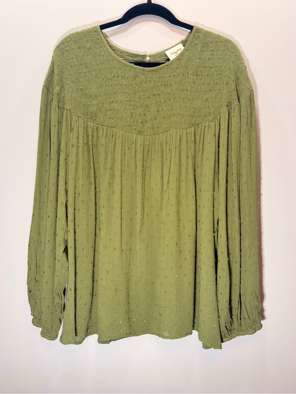 Hayden Olive Green Textured Peasant Tunic